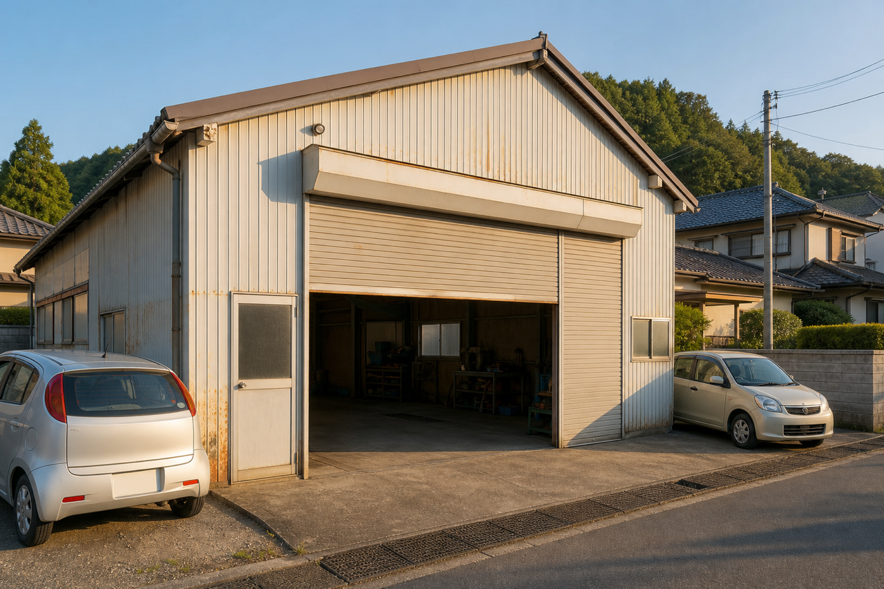 丸山自動車整備工場の工場外観